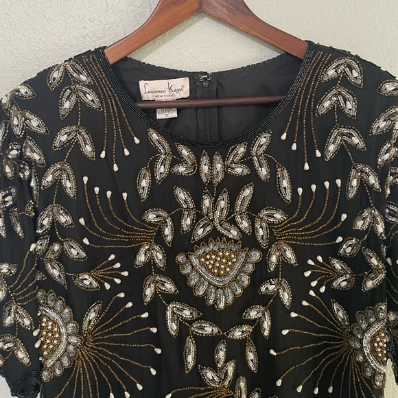 Vintage Plus Size 100% Silk Beaded Blouse - Picture 3 of 13
